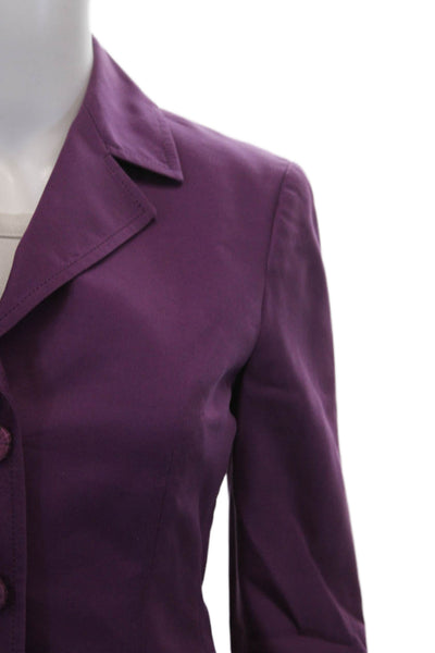 Alberta Ferretti Women Purple Silk Blazer Long Sleeve Button Size S