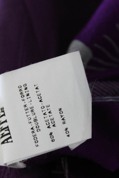 Alberta Ferretti Women Purple Silk Blazer Long Sleeve Button Size S