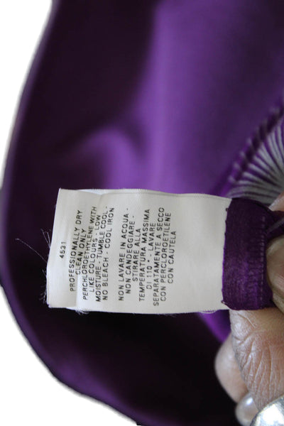 Alberta Ferretti Women Purple Silk Blazer Long Sleeve Button Size S
