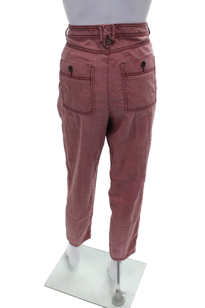 Anthropologie Womens Red Tapered Jeans Cotton Button Size 27