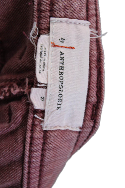 Anthropologie Womens Red Tapered Jeans Cotton Button Size 27