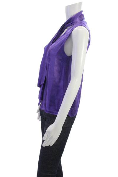 Alice + Olivia Women Sleeveless Purple V-Neck Striped Viscose Blouse Size XS