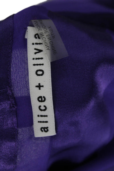 Alice + Olivia Women Sleeveless Purple V-Neck Striped Viscose Blouse Size XS