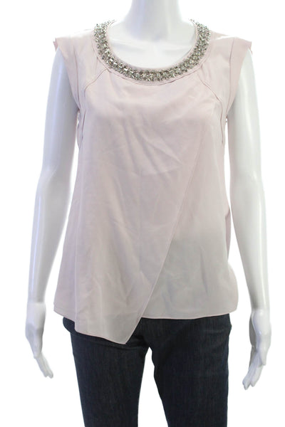 Rebecca Taylor Womens Pink Silk Sleeveless Round Neck Basic Blouse Size 2