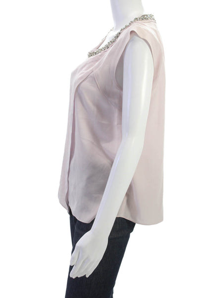 Rebecca Taylor Womens Pink Silk Sleeveless Round Neck Basic Blouse Size 2