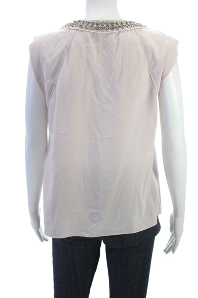 Rebecca Taylor Womens Pink Silk Sleeveless Round Neck Basic Blouse Size 2