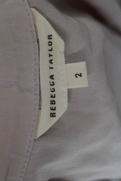 Rebecca Taylor Womens Pink Silk Sleeveless Round Neck Basic Blouse Size 2