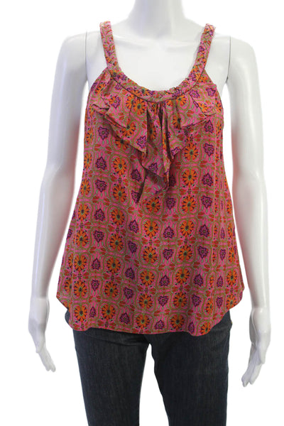 Rebecca Taylor Women Silk Floral Scoop Neck Sleeveless Tank Multicolor Size 2