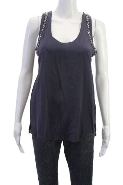 Rebecca Taylor Womens Silk Scoop Neck Sleeveless Tank Blue Size 2