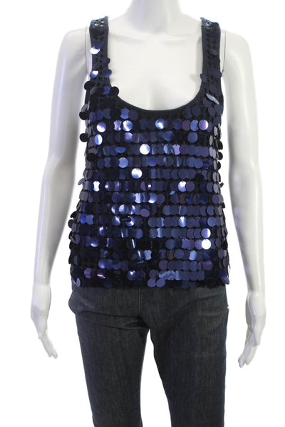 Splendid Women Basic Cotton Scoop Neck Sleeveless Tank Blue Size S