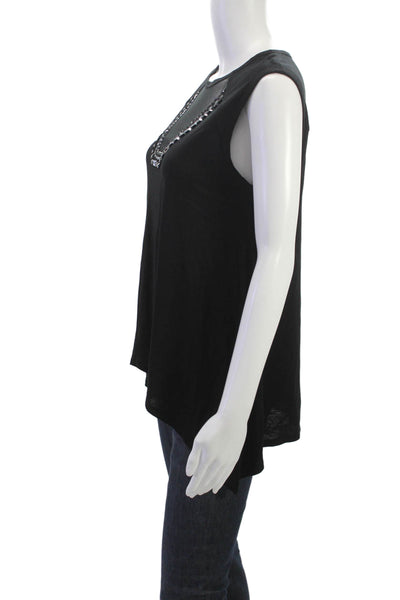 BCBG Max Azria Women Sleeveless V-Neck Rayon Tunic Black Pullover Size XS