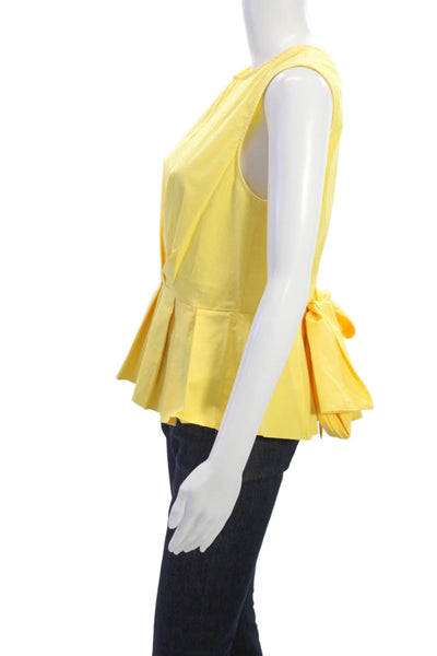 Derek Lam Womens Yellow Sleeveless Round Neck Blouse Zip Cotton Size 40