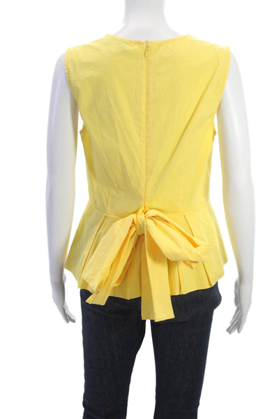Derek Lam Womens Yellow Sleeveless Round Neck Blouse Zip Cotton Size 40