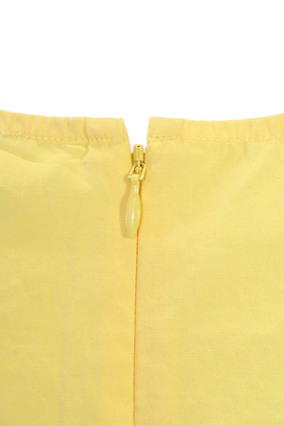 Derek Lam Womens Yellow Sleeveless Round Neck Blouse Zip Cotton Size 40