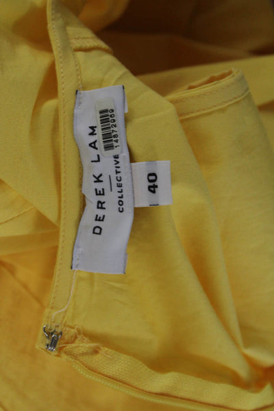 Derek Lam Womens Yellow Sleeveless Round Neck Blouse Zip Cotton Size 40