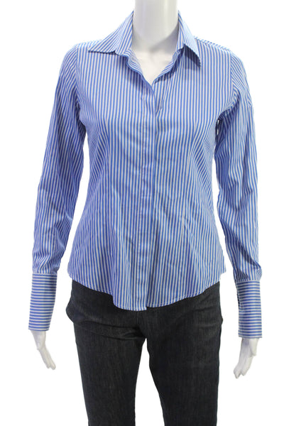 Charles Tyrwhitt Women Striped Cotton Collared Button-Up Long Sleeve Size 6