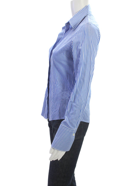 Charles Tyrwhitt Women Striped Cotton Collared Button-Up Long Sleeve Size 6