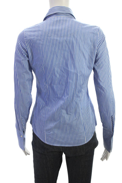 Charles Tyrwhitt Women Striped Cotton Collared Button-Up Long Sleeve Size 6