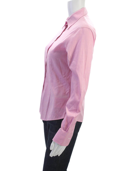 Brooks Brothers Womens Collared Long Sleeve Button-Up Pink Cotton Top Size 0