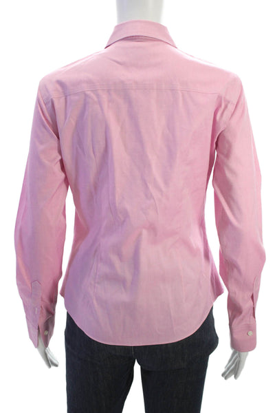 Brooks Brothers Womens Collared Long Sleeve Button-Up Pink Cotton Top Size 0