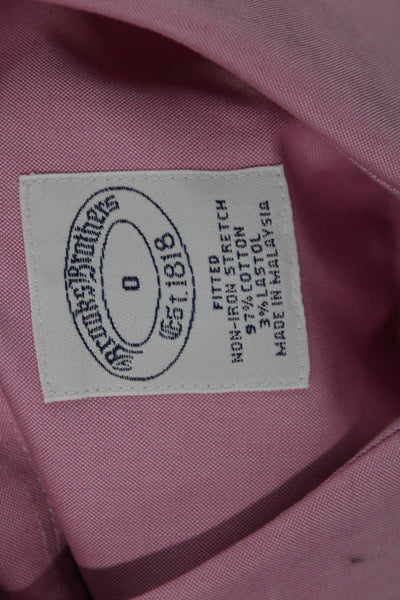 Brooks Brothers Womens Collared Long Sleeve Button-Up Pink Cotton Top Size 0