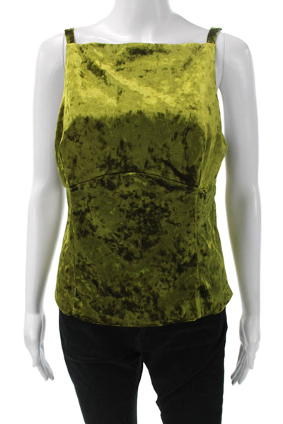 Zara Women Basic Sleeveless Square Neck Tie Tank Green Polyester Size L