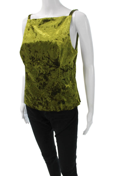 Zara Women Basic Sleeveless Square Neck Tie Tank Green Polyester Size L