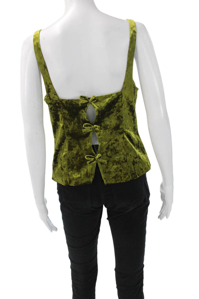 Zara Women Basic Sleeveless Square Neck Tie Tank Green Polyester Size L