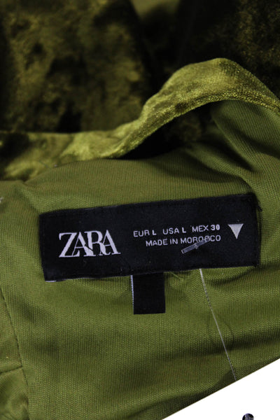 Zara Women Basic Sleeveless Square Neck Tie Tank Green Polyester Size L