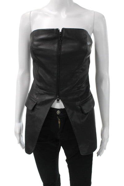 LaMarque Womens Tunic Sleeveless Square Neck Black Polyurethane Zip Size M