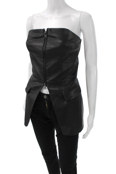 LaMarque Womens Tunic Sleeveless Square Neck Black Polyurethane Zip Size M