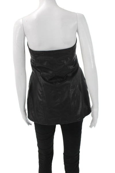LaMarque Womens Tunic Sleeveless Square Neck Black Polyurethane Zip Size M
