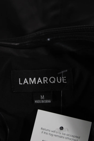 LaMarque Womens Tunic Sleeveless Square Neck Black Polyurethane Zip Size M