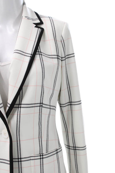 Carlisle Womens White Plaid Basic Jacket Button Closure Size 6