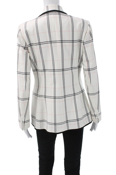 Carlisle Womens White Plaid Basic Jacket Button Closure Size 6