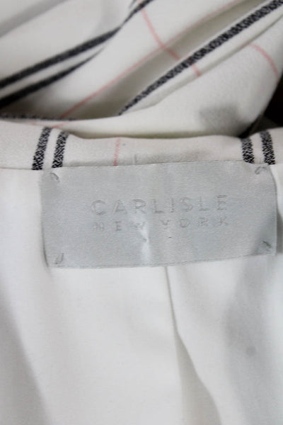 Carlisle Womens White Plaid Basic Jacket Button Closure Size 6