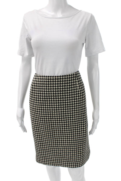 Carlisle Womens Straight Pencil Wool Checked Skirt Zip Knee Length Size 6