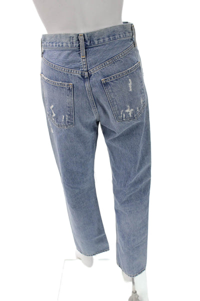 Agolde Women Mom Jeans Blue High Rise Button Fly 29 Inseam Size 24
