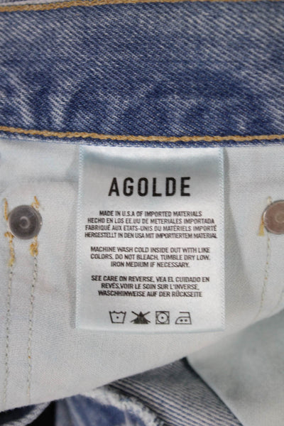 Agolde Women Mom Jeans Blue High Rise Button Fly 29 Inseam Size 24