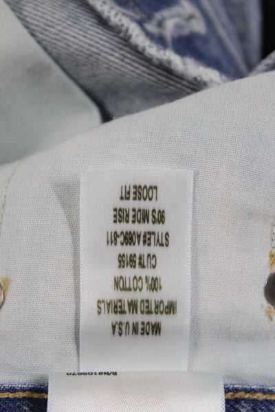 Agolde Women Mom Jeans Blue High Rise Button Fly 29 Inseam Size 24