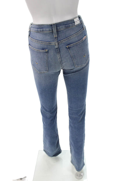 Hudson Womens Blue Bootcut Jeans Mid Rise Button Cotton Blend Size 25