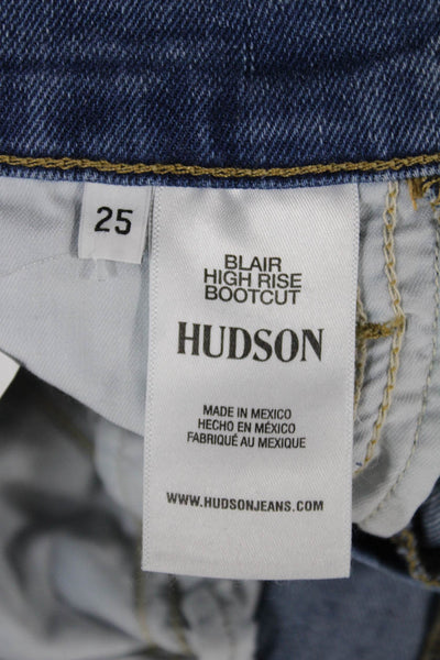 Hudson Womens Blue Bootcut Jeans Mid Rise Button Cotton Blend Size 25