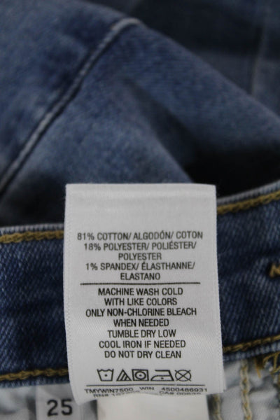 Hudson Womens Blue Bootcut Jeans Mid Rise Button Cotton Blend Size 25