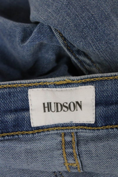 Hudson Womens Blue Bootcut Jeans Mid Rise Button Cotton Blend Size 25