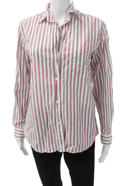 Grayson Womens Striped Collared Button-Up Cotton Long Sleeve Size 2