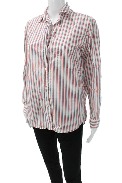 Grayson Womens Striped Collared Button-Up Cotton Long Sleeve Size 2