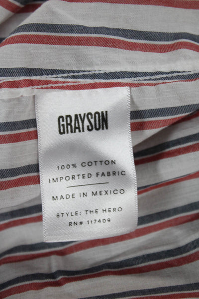Grayson Womens Striped Collared Button-Up Cotton Long Sleeve Size 2