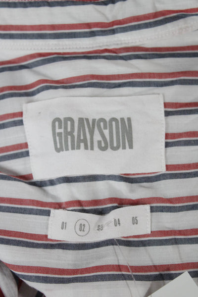 Grayson Womens Striped Collared Button-Up Cotton Long Sleeve Size 2