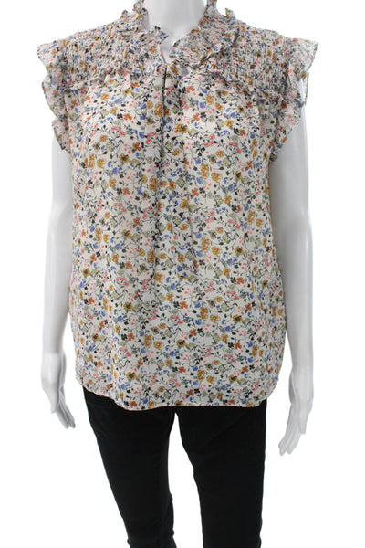 Pleione Womens Multicolor V-Neck Sleeveless Basic Blouse Polyester Size S