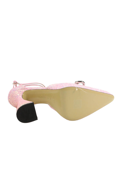 Mach & Mach Womens Double Bow Platform Pumps Glitter Pink Size 40 10
